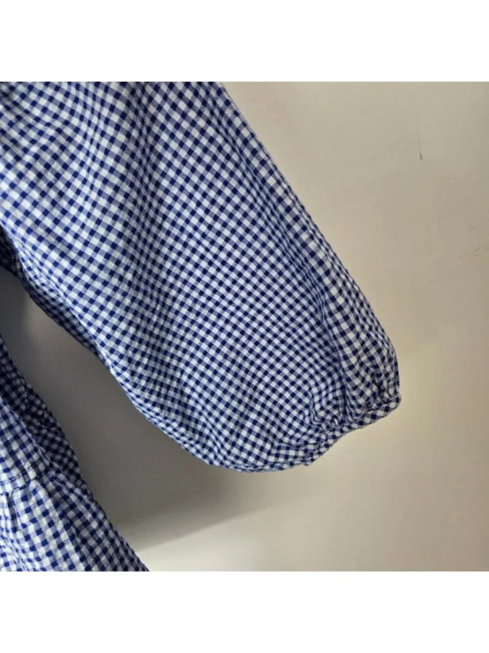 Old Navy Size XXL Tiered Blue Gingham Puff Sleeve Baby Doll Swing Top Empire Wai